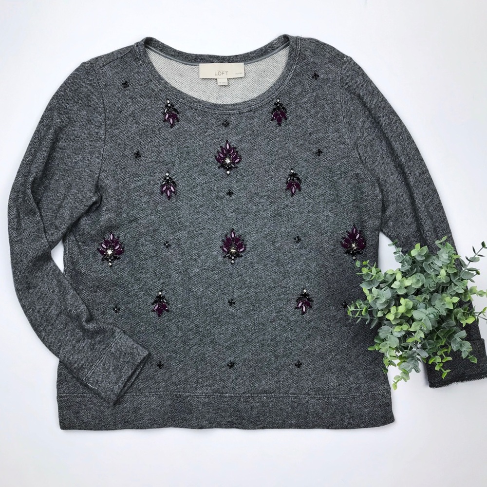 EUC Ann Taylor LOFT Embellished Sweatshirt - Picture 5 of 8